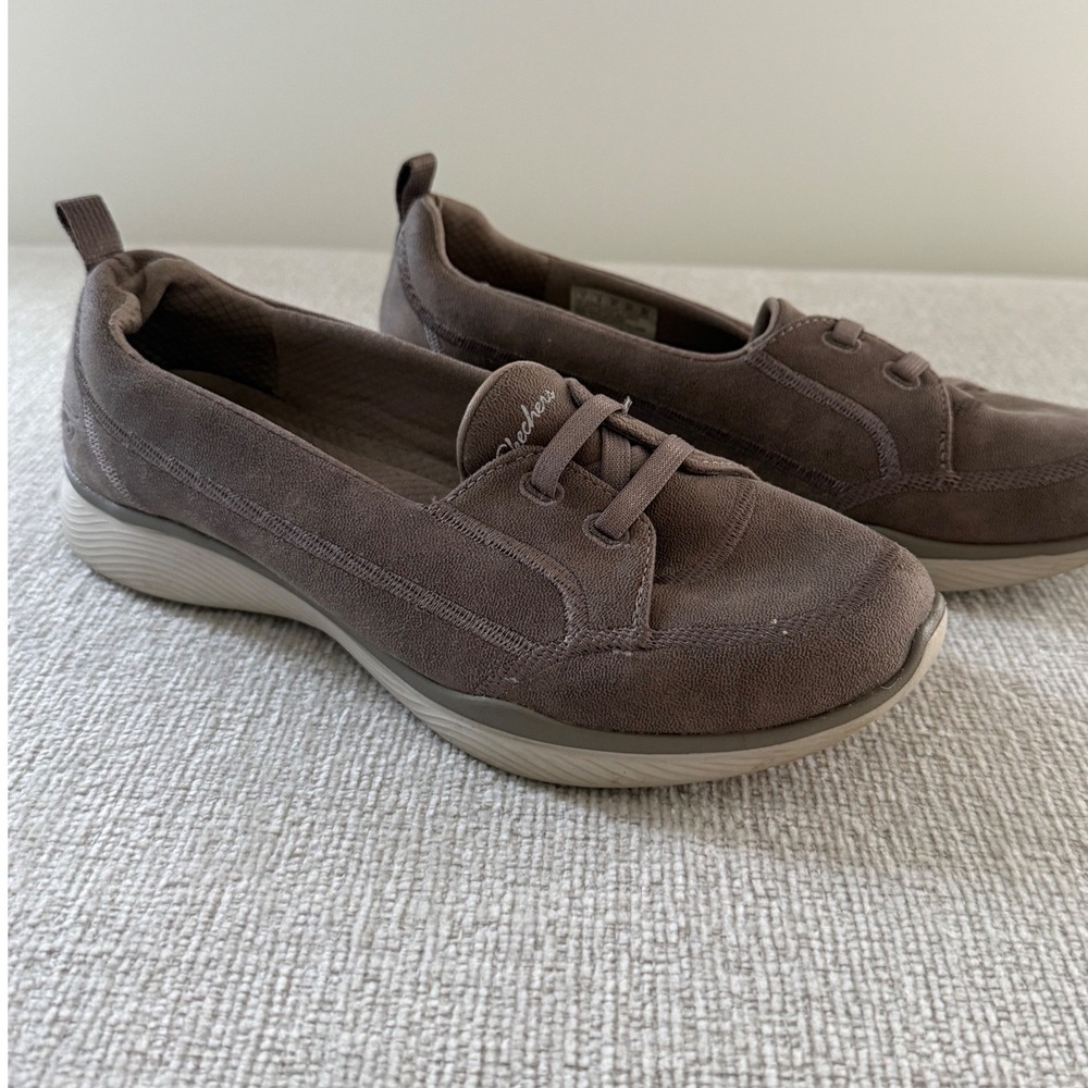 Skechers Air Cool Shoes Womens Size 7 Brown Memory Foam Slip On Comfort Loafer
